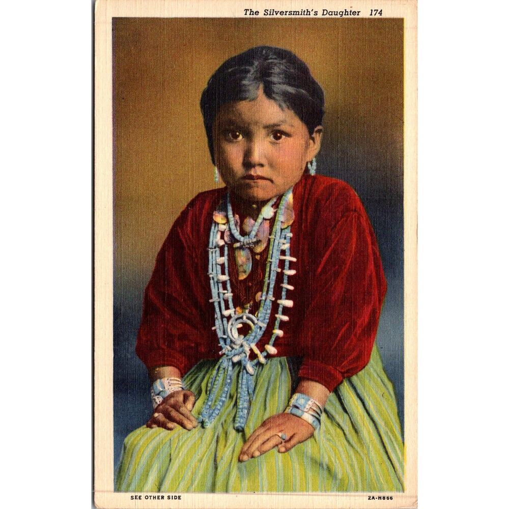 The Silversmith's Daughter Little Navajo Indian Girl Vintage Postcard SP17-17